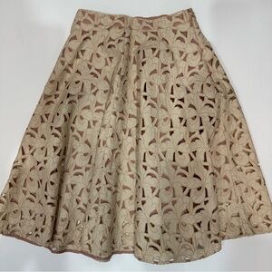Beige Lace Print Skirt